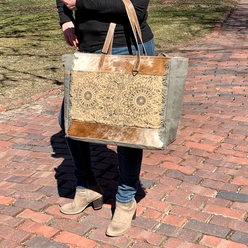 Sixtease “Mandala” Up-Cycled Canvas Weekender Tote